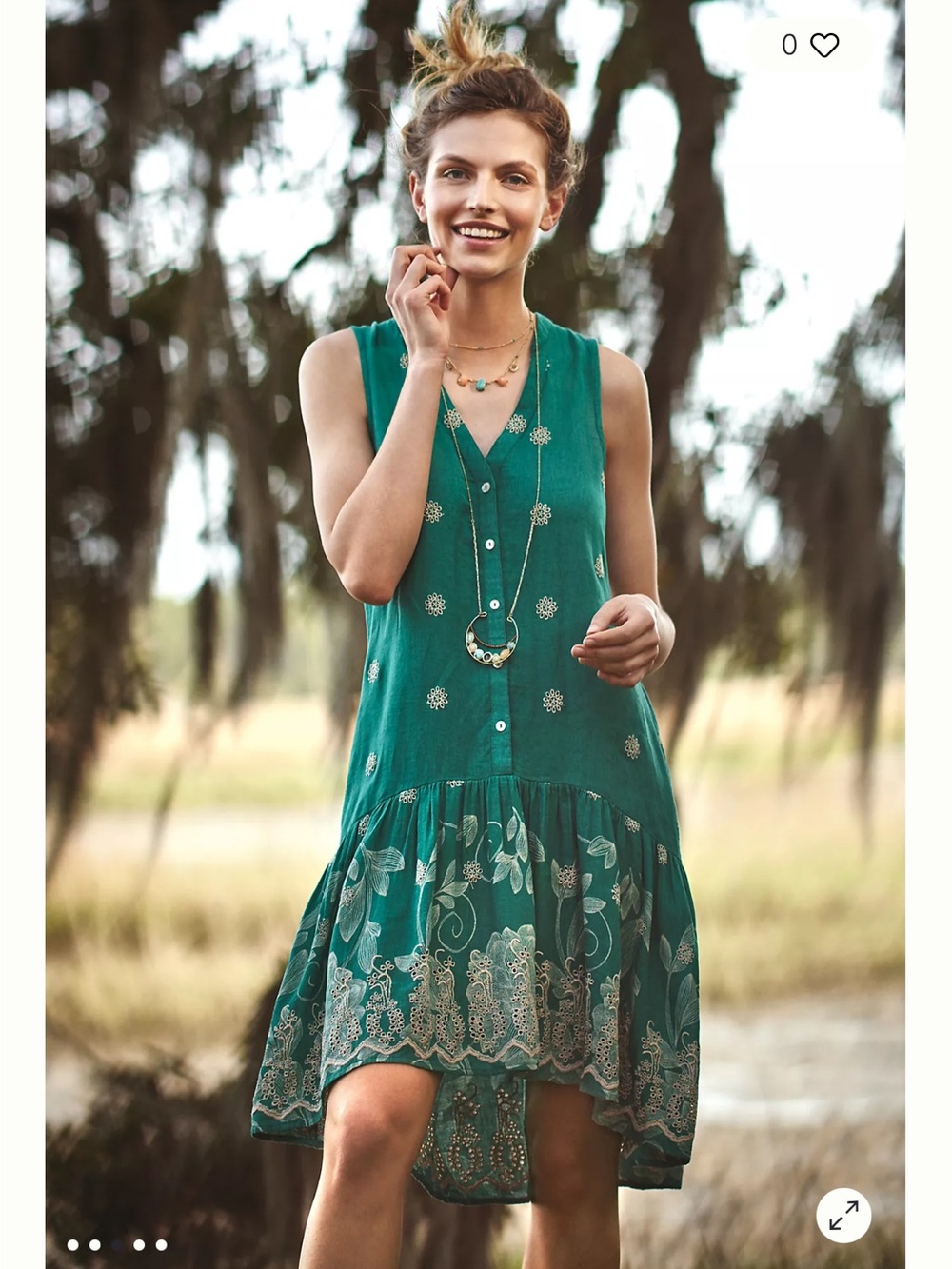 Maeve Anthropologie Pippa Swing Teal Embroidered Swing Dress